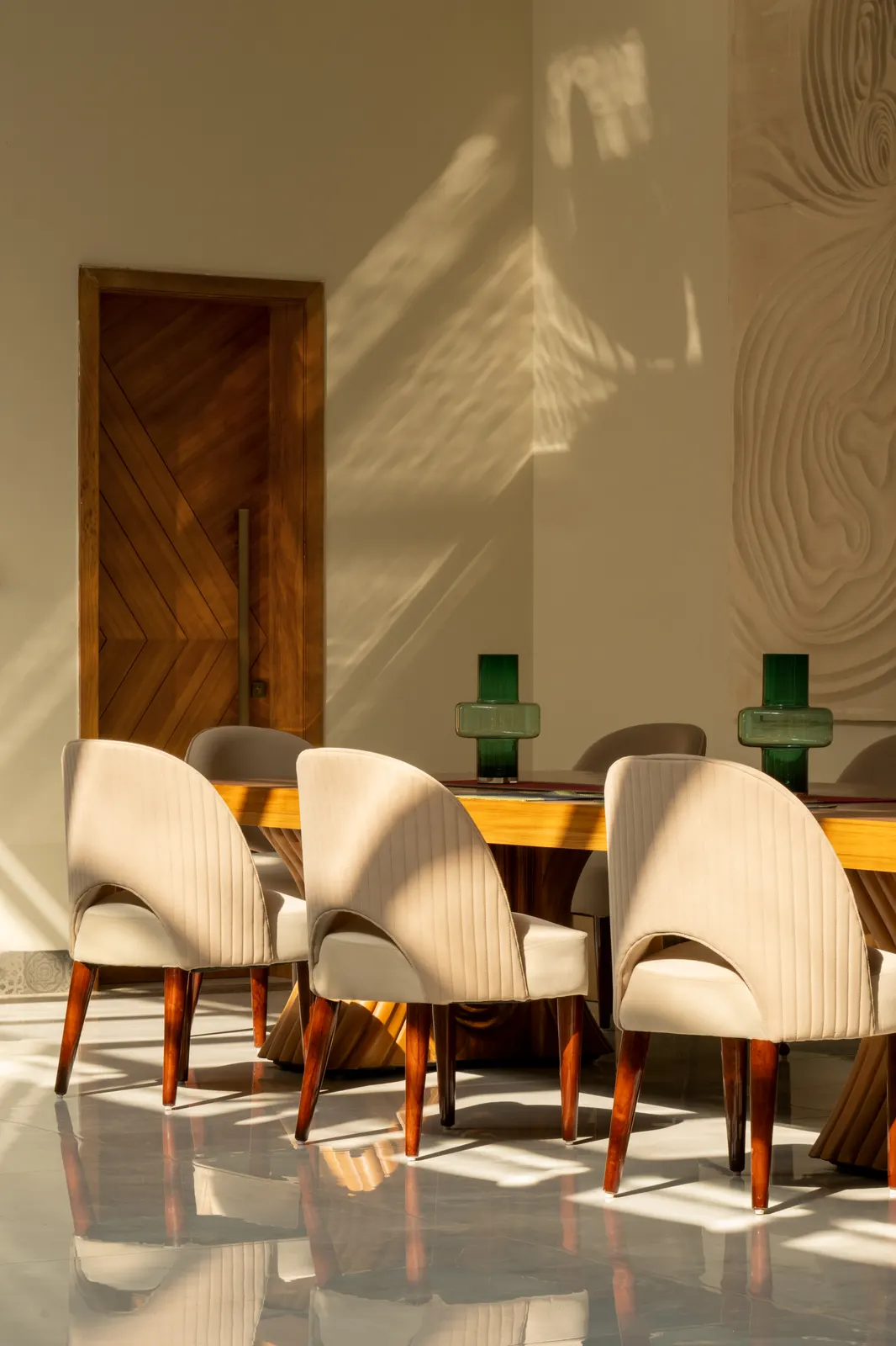 Dining chairs in the light